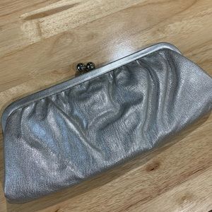 NEW leather silver clutch with chain